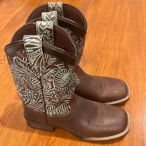 Roper girls monterey swirls oiled leather western boots, square toe, size 3